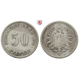 Deutsches Kaiserreich, 50 Pfennig 1875, B, f.ss, J. 7