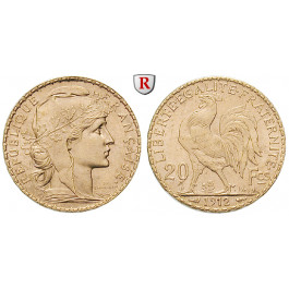 Frankreich, III. Republik, 20 Francs 1913, 5,81 g fein, vz
