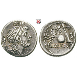 Römische Republik, Cn. Cornelius Lentulus, Denar 76-75 v.Chr., ss+