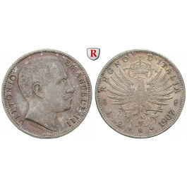 Italien, Königreich, Vittorio Emanuele III., 2 Lire 1907, vz+