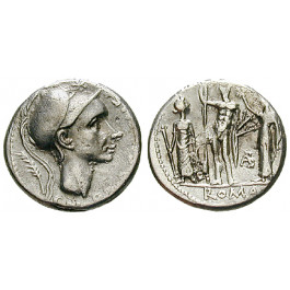 Römische Republik, Cn. Cornelius Blasio, Denar 112-111 v.Chr., ss-vz