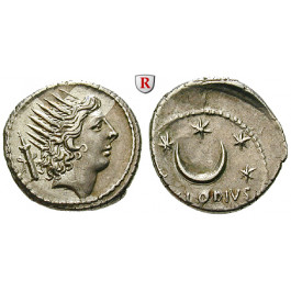 Römische Republik, P. Clodius, Denar 42 v.Chr., vz