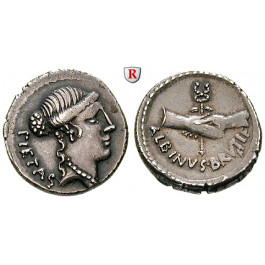 Römische Republik, D. Iunius Brutus Albinus, Denar, ss-vz