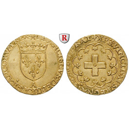 Frankreich, Francois I., Ecu d´or a la croisette o.J. (1540-1547), ss-vz