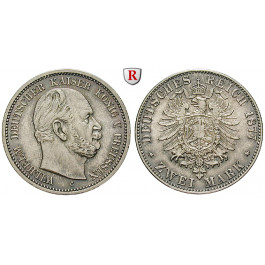 Deutsches Kaiserreich, Preussen, Wilhelm I., 2 Mark 1877, C, f.vz/vz+, J. 96