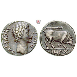 Römische Kaiserzeit, Augustus, Denar 15-13 v.Chr., ss+