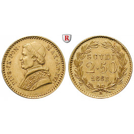 Vatikan, Pius IX., 2 1/2 Scudi 1862, 3,89 g fein, vz+