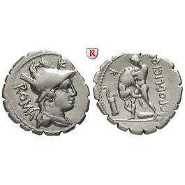 Römische Republik, C. Poblicius, Denar, serratus 80 v.Chr., ss+