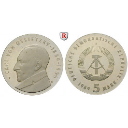 DDR, 5 Mark 1989, Ossietzky, PP, J. 1628
