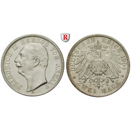 Deutsches Kaiserreich, Anhalt, Friedrich II., 2 Mark 1904, Zum Regierungsantritt, A, ss/vz, J. 22