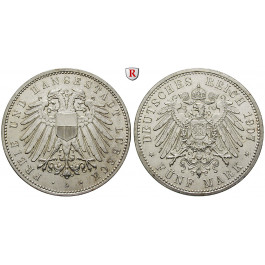Deutsches Kaiserreich, Lübeck, 5 Mark 1907, A, vz+, J. 83