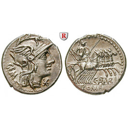 Römische Republik, C. Aburius Geminus, Denar 134 v.Chr., vz