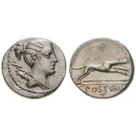 Römische Republik, C. Postumius, Denar 74 v.Chr., ss-vz