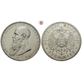 Deutsches Kaiserreich, Sachsen-Meiningen, Georg II., 5 Mark 1902, Bart berührt den Perlkreis, D, ss-vz, J. 153a
