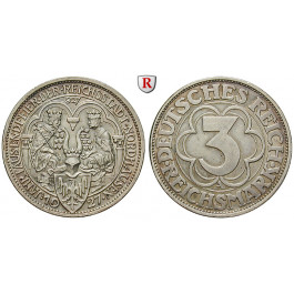 Weimarer Republik, 3 Reichsmark 1927, Nordhausen, A, vz-st/ss-vz, J. 327