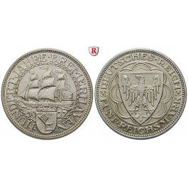 Weimarer Republik, 5 Reichsmark 1927, Bremerhaven, A, vz, J. 326