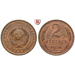 Russland, UdSSR, 2 Kopeken 1924, f.st