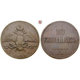 Russland, Nikolaus I., 10 Kopeken 1833, ss