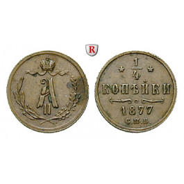 Russland, Alexander II., 1/4 Kopeke 1877, ss+