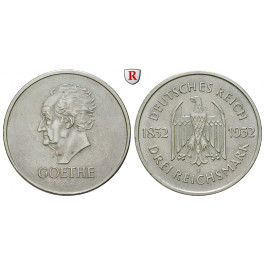Weimarer Republik, 3 Reichsmark 1932, Goethe, F, vz+, J. 350