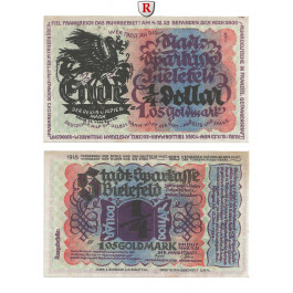 Notgeld der besonderen Art, Bielefeld, 1,05 Goldmark (1/4 Dollar) 8.11.1923, I