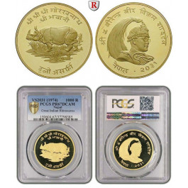 Nepal, Birendra Bir Bikram, 1000 Rupien 1974, 30,1 g fein, PP