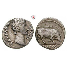 Römische Kaiserzeit, Augustus, Denar 15-13 v.Chr., ss+