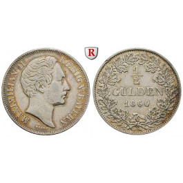 Bayern, Königreich, Maximilian II., 1/2 Gulden 1860, ss