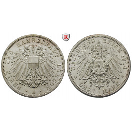 Deutsches Kaiserreich, Lübeck, 3 Mark 1914, A, vz/vz-st, J. 82