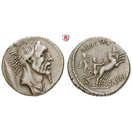 Römische Republik, L. Hostilius Saserna, Denar 48 v.Chr., ss-vz