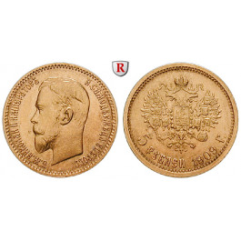 Russland, Nikolaus II., 5 Rubel 1909, 3,87 g fein, vz+