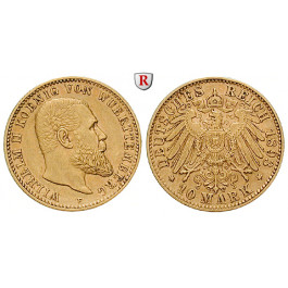 Deutsches Kaiserreich, Württemberg, Wilhelm II., 10 Mark 1893, F, ss-vz, J. 295