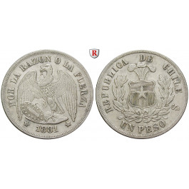 Chile, Republik, Peso 1881, f.vz