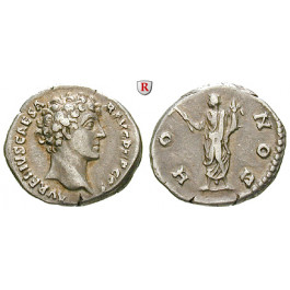 Römische Kaiserzeit, Marcus Aurelius, Caesar, Denar 140-144, ss+