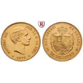 Spanien, Alfonso XII., 25 Pesetas 1878, 7,26 g fein, ss-vz