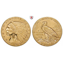 USA, 2 1/2 Dollars 1915, 3,76 g fein, vz