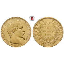 Frankreich, Napoleon III., 20 Francs 1859, 5,81 g fein, ss-vz