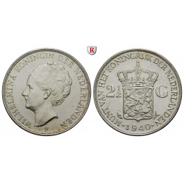 Niederlande, Königreich, Wilhelmina I., 2 1/2 Gulden 1940, vz