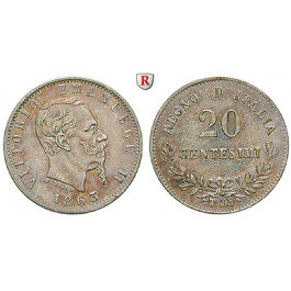 Italien, Königreich, Vittorio Emanuele II., 20 Centesimi 1863, ss-vz