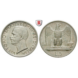 Italien, Königreich, Vittorio Emanuele III., 5 Lire 1930, vz-st