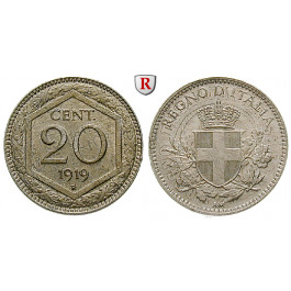 Italien, Königreich, Vittorio Emanuele III., 20 Centesimi 1919, vz-st
