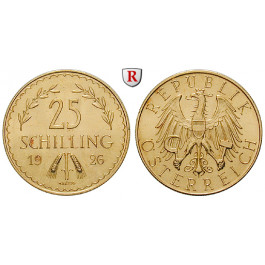 Österreich, 1. Republik, 25 Schilling 1926, 5,29 g fein, vz-st