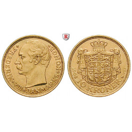 Dänemark, Frederik VIII., 10 Kroner 1908, 4,03 g fein, vz
