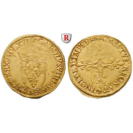 Frankreich, Charles IX., Ecu d´or au soleil 1566, f.vz