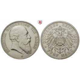 Deutsches Kaiserreich, Baden, Friedrich I., 5 Mark 1903, G, ss-vz/vz, J. 33