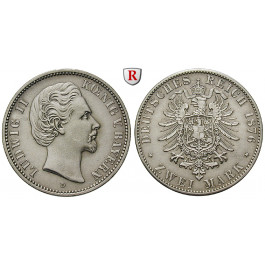 Deutsches Kaiserreich, Bayern, Ludwig II., 2 Mark 1876, D, ss-vz, J. 41
