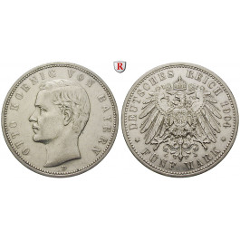 Deutsches Kaiserreich, Bayern, Otto, 5 Mark 1904, D, ss+, J. 46