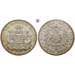 Deutsches Kaiserreich, Hamburg, 5 Mark 1913, J, vz, J. 65
