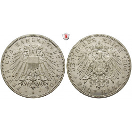 Deutsches Kaiserreich, Lübeck, 5 Mark 1904, A, vz+, J. 83