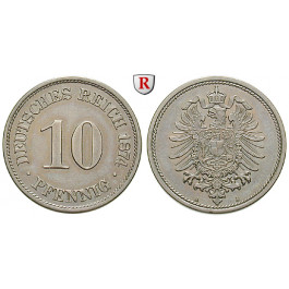 Deutsches Kaiserreich, 10 Pfennig 1874, A, vz, J. 4